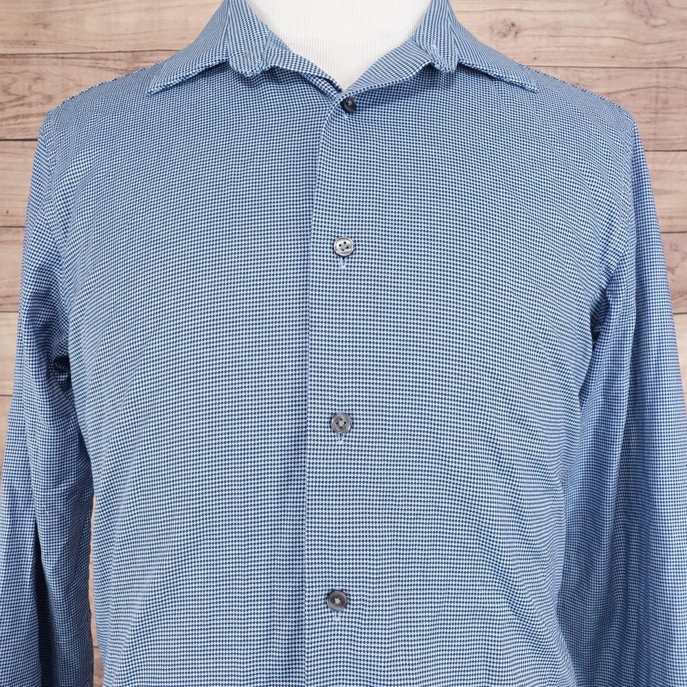 APT 9 Shirt Mens 16.5 34/35โ Slim Fit Blue Premier Flex Button Down Long Sleeve